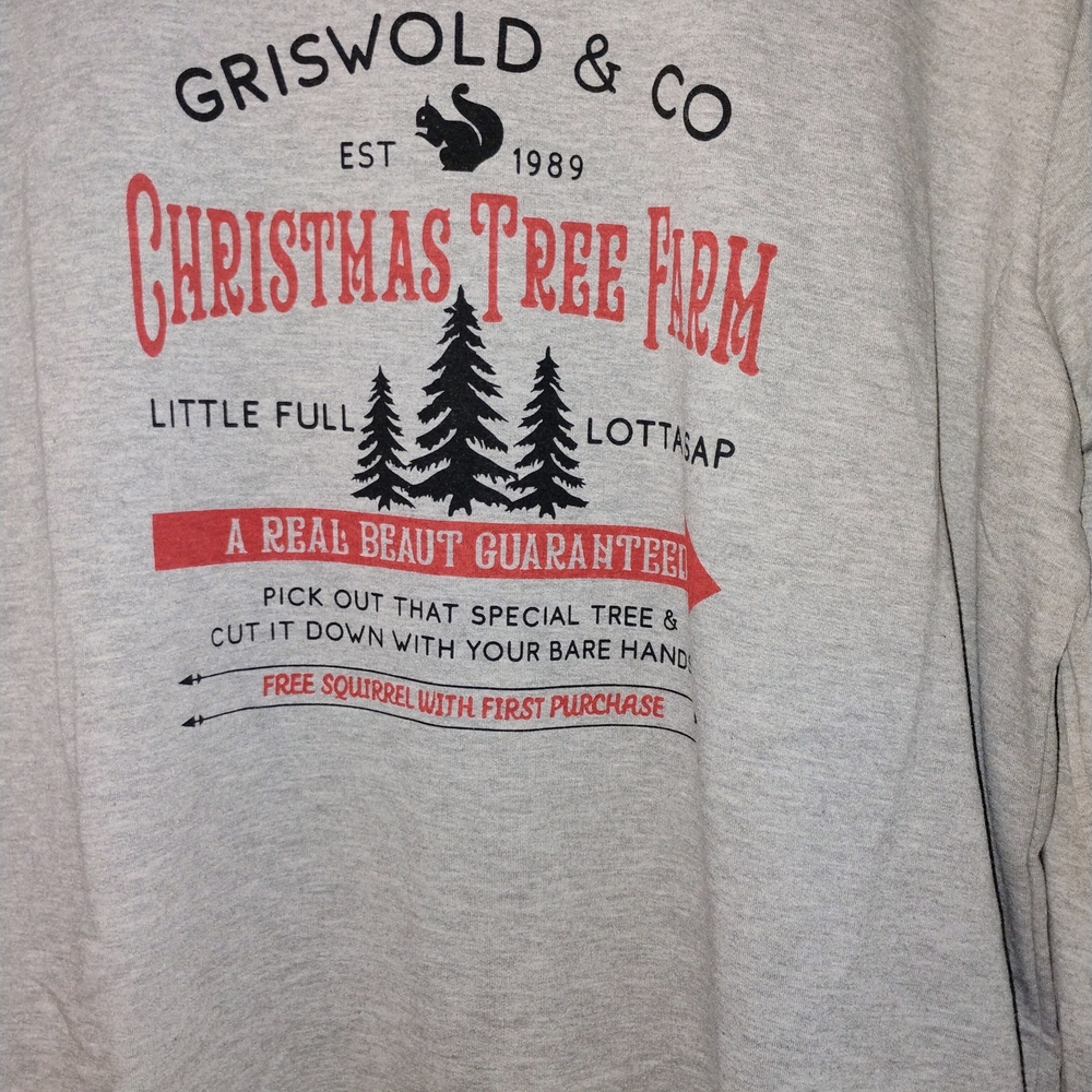 Griswold & Co Gray Christmas Tree Farm Sweatshirt XL PTP 24"
